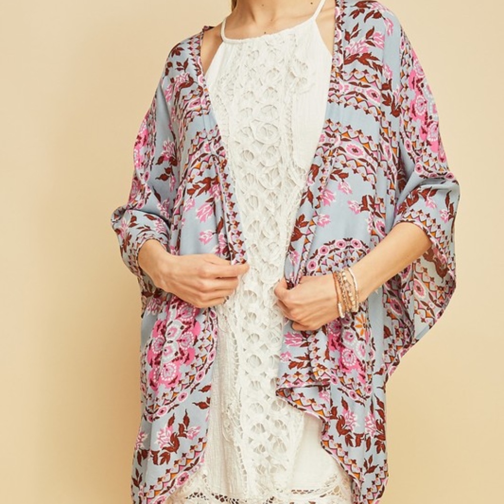 NWT Boho Floral Print Kimono - Picture 2 of 6